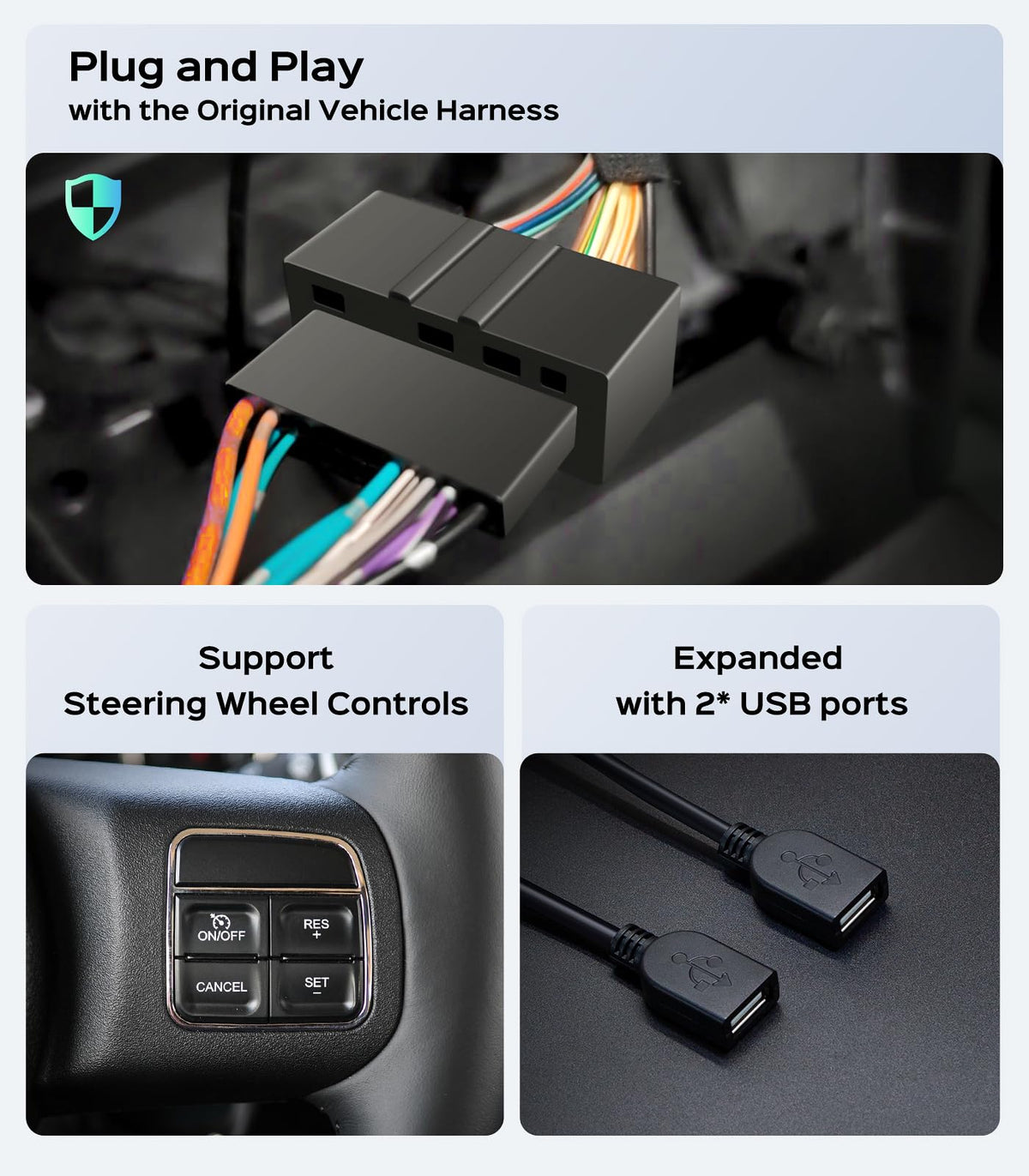 AINAVIGO 170-degree rear camera delivers a wide, clear parking view