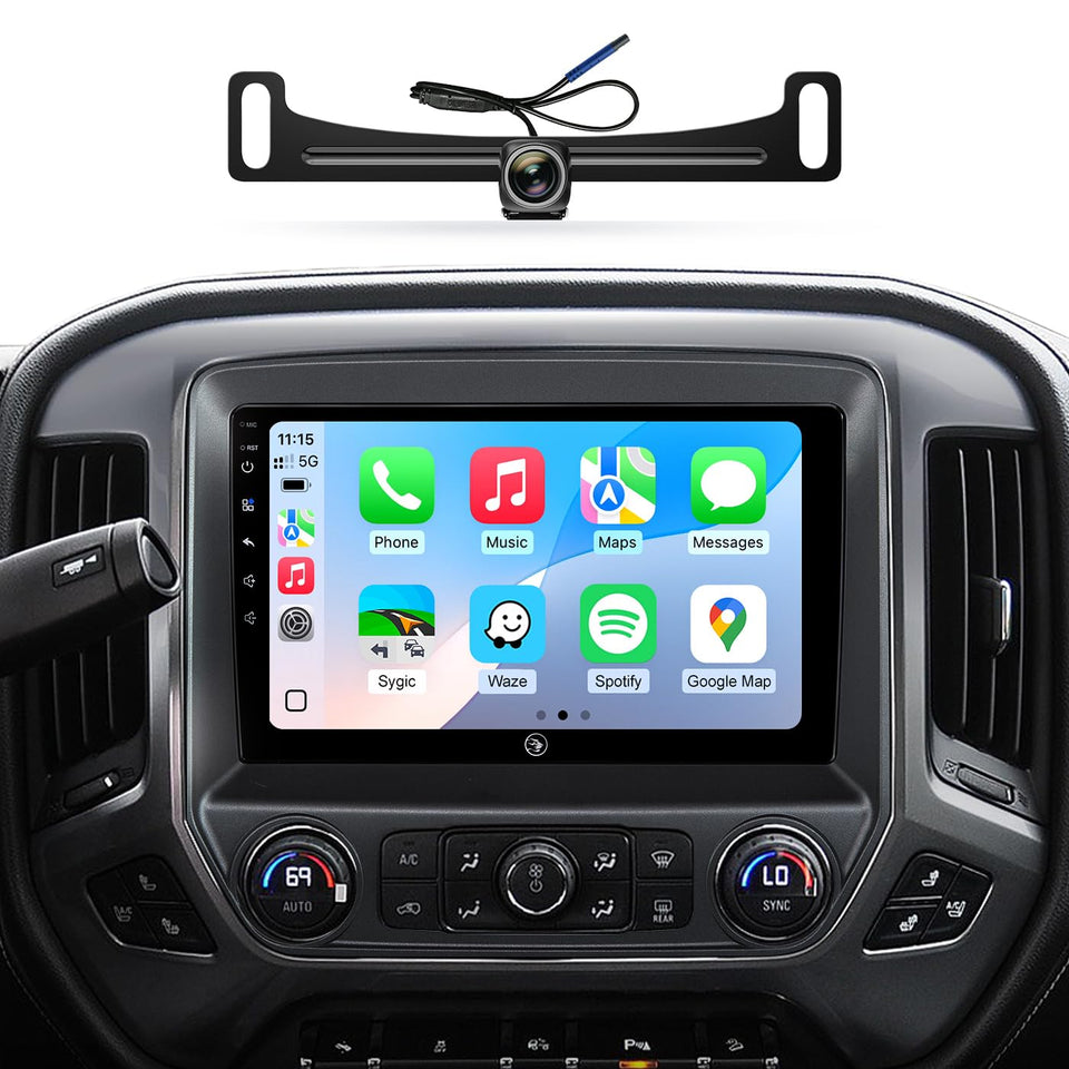 AINAVIGO 10.2-inch front-panel radio for Silverado Sierra with seamless dash integration