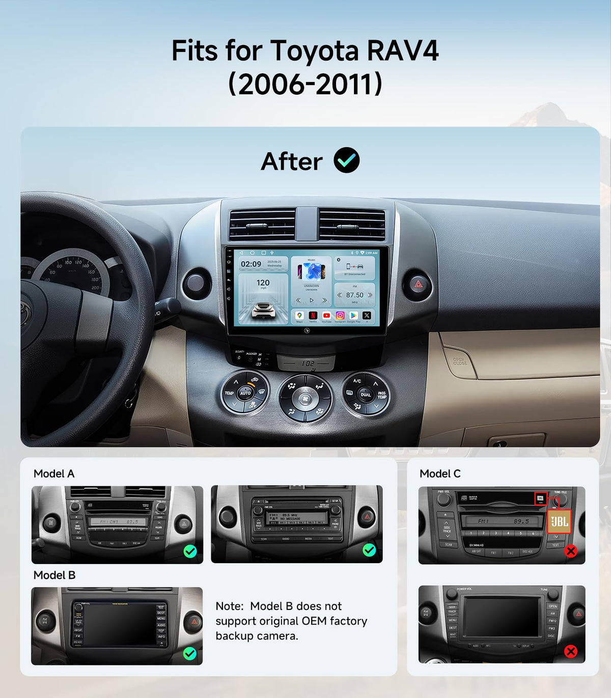 AINAVIGO wireless CarPlay and Android Auto for easy phone integration