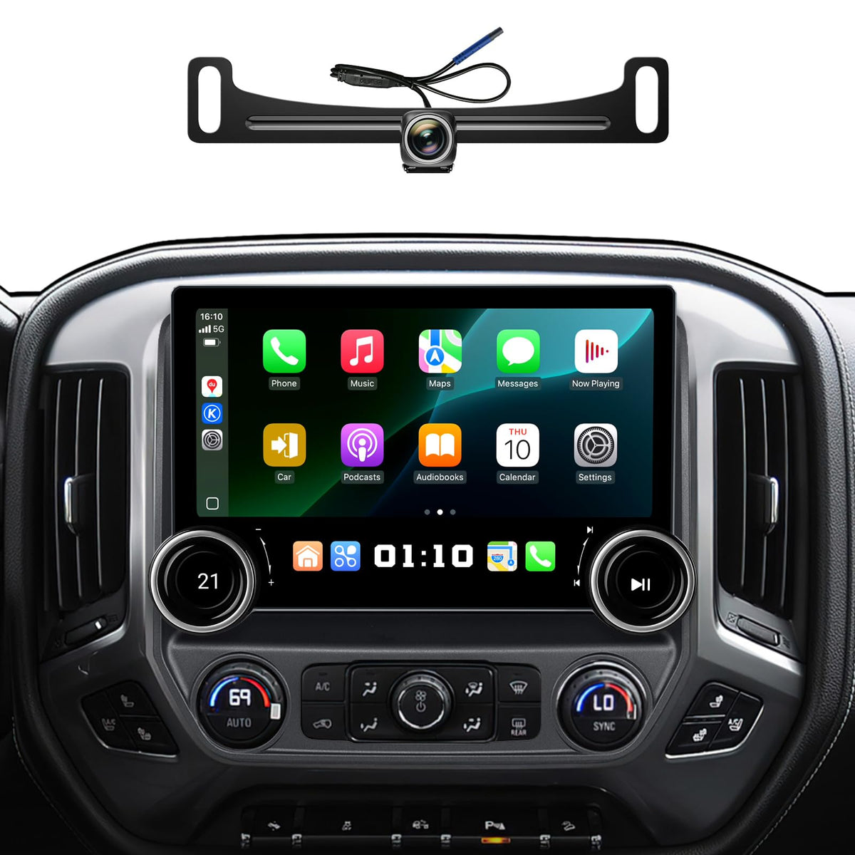 AINAVITO11.5 dashboard display showing clear navigation and media for Silverado