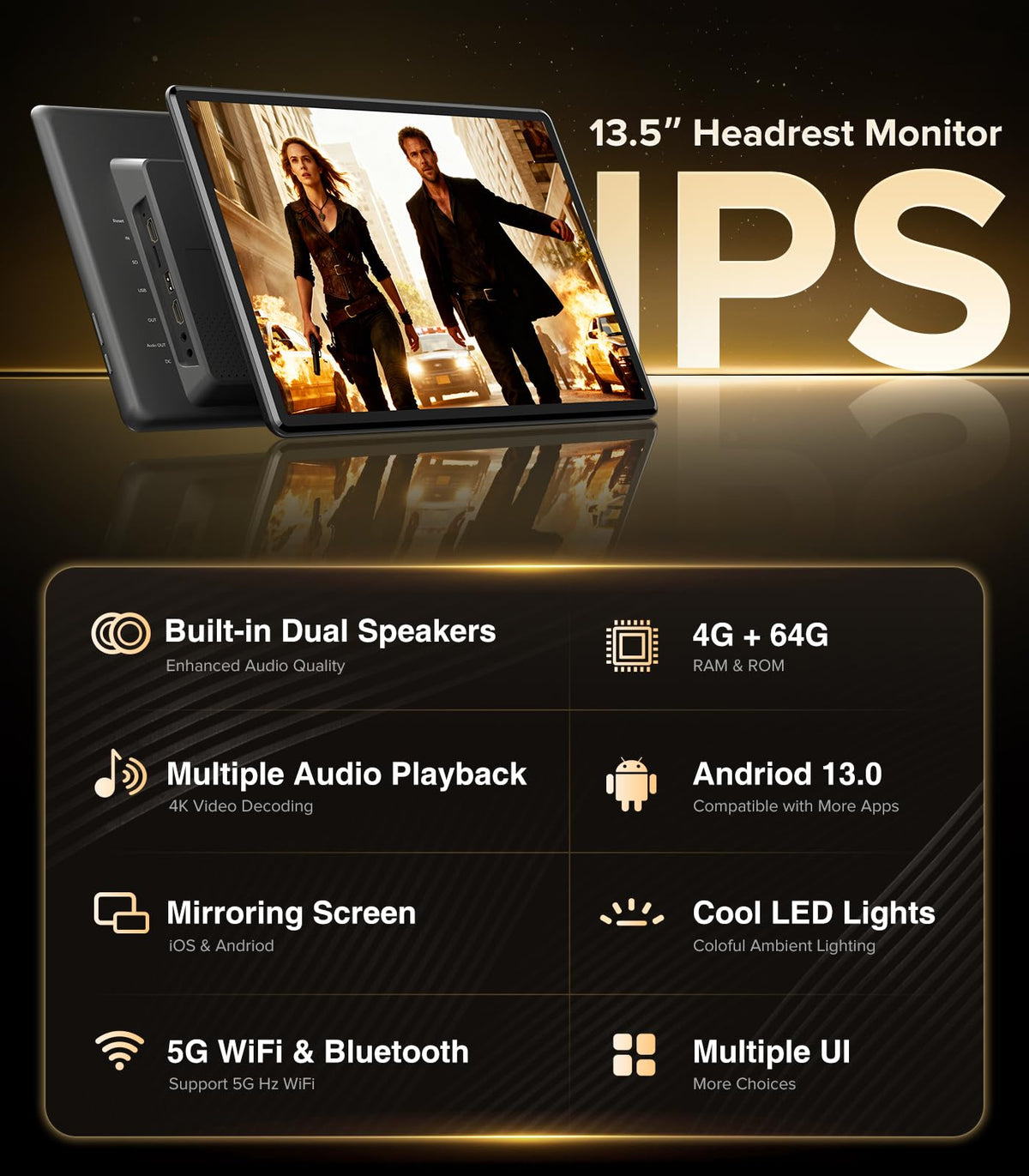 AINAVITO Android 13 unit with 4GB RAM powers smooth apps even offline