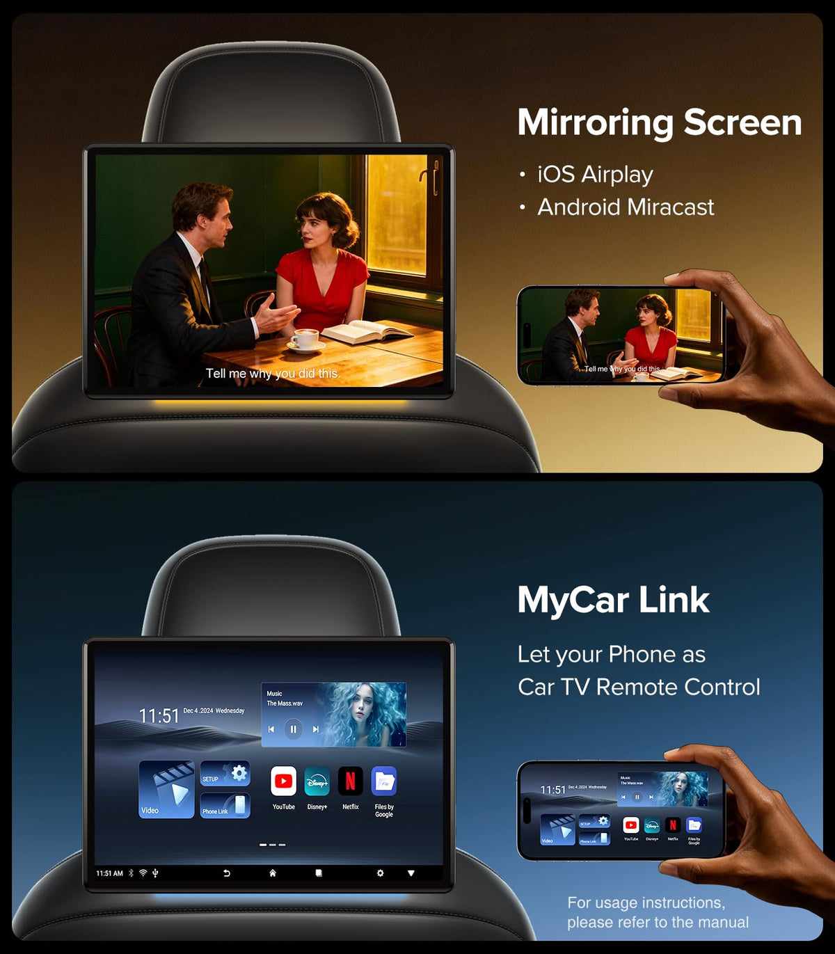 AINAVITO HDMI in/out enables big-screen backseat gaming with consoles
