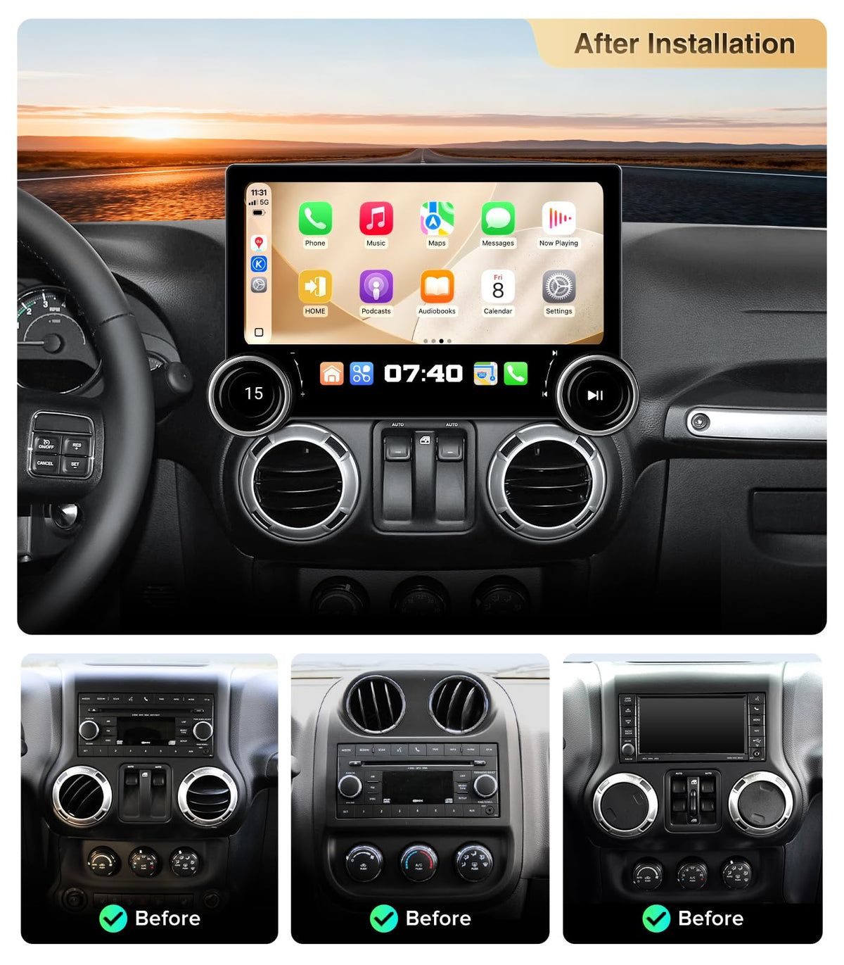AINAVITO QLED touchscreen with sun glare resistance for easy navigation