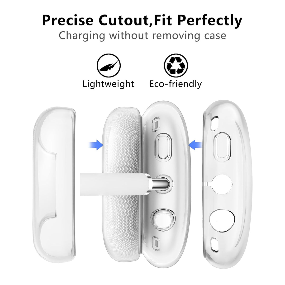 Aircawin AirPods Max ear cups cover clear guards against fingerprints and scratches