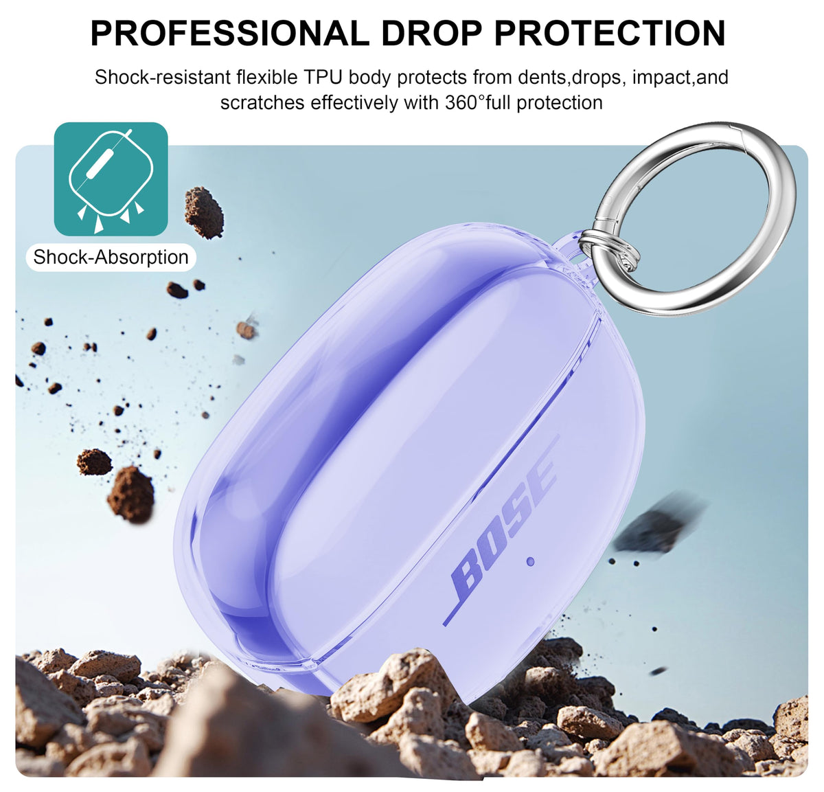 Aircawin case with carabiner for on-the-go attachment to bag or belt.