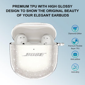 Aircawin Bose Ultra glitter case highlights clear design and lightweight protection.