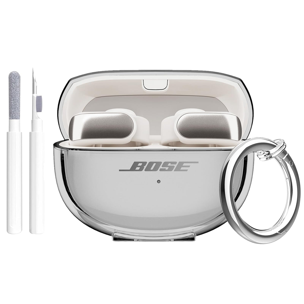 Aircawin Bose Ultra Open Earbuds case clear front view showing crystal clarity and protection