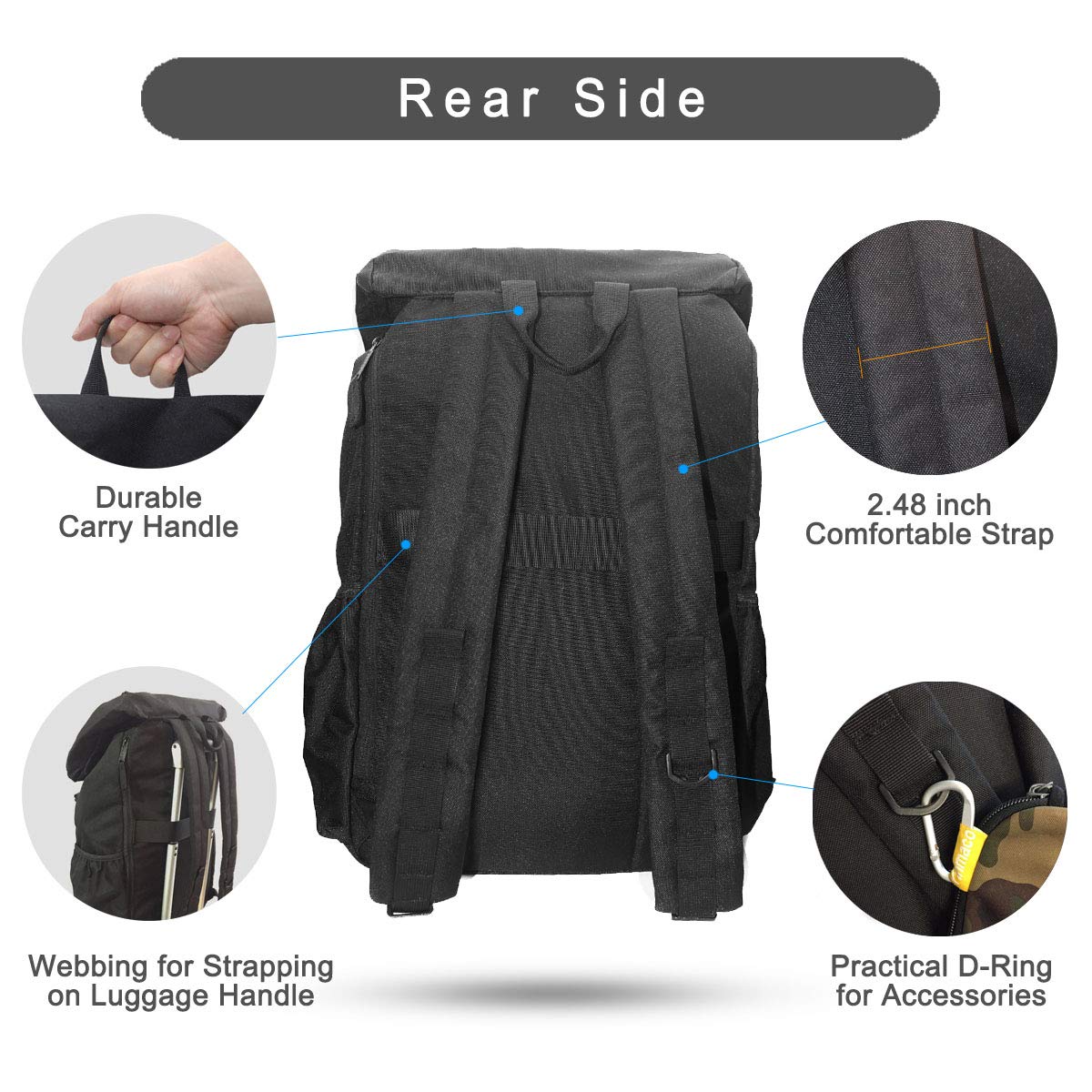Airlab Rucksack side elastic pockets keep water bottles within easy reach.
