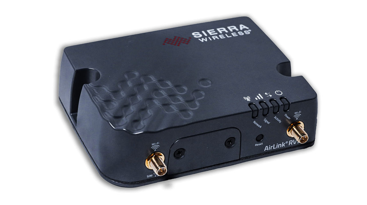 AirLink RV55 front panel view showing rugged connectivity for harsh environments.