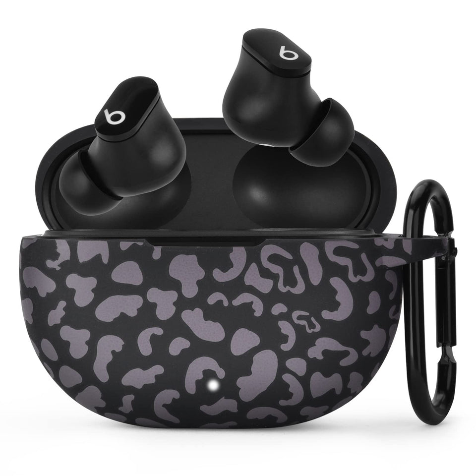 AIRSPO Beats Studio Buds leopard case in black offers durable protection.
