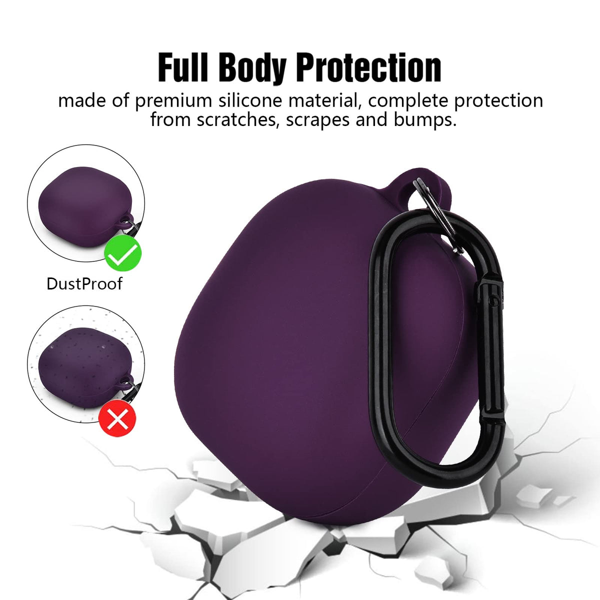 AIRSPO Galaxy Buds 2 Pro silicone case with carabiner clip for attachment