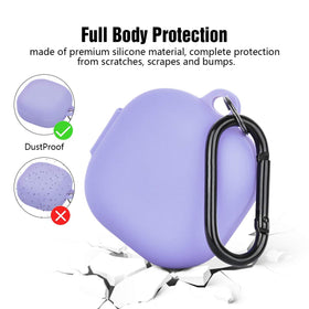 AIRSPO silicone case with carabiner for Galaxy Buds 2 Pro, side view, convenient attachment