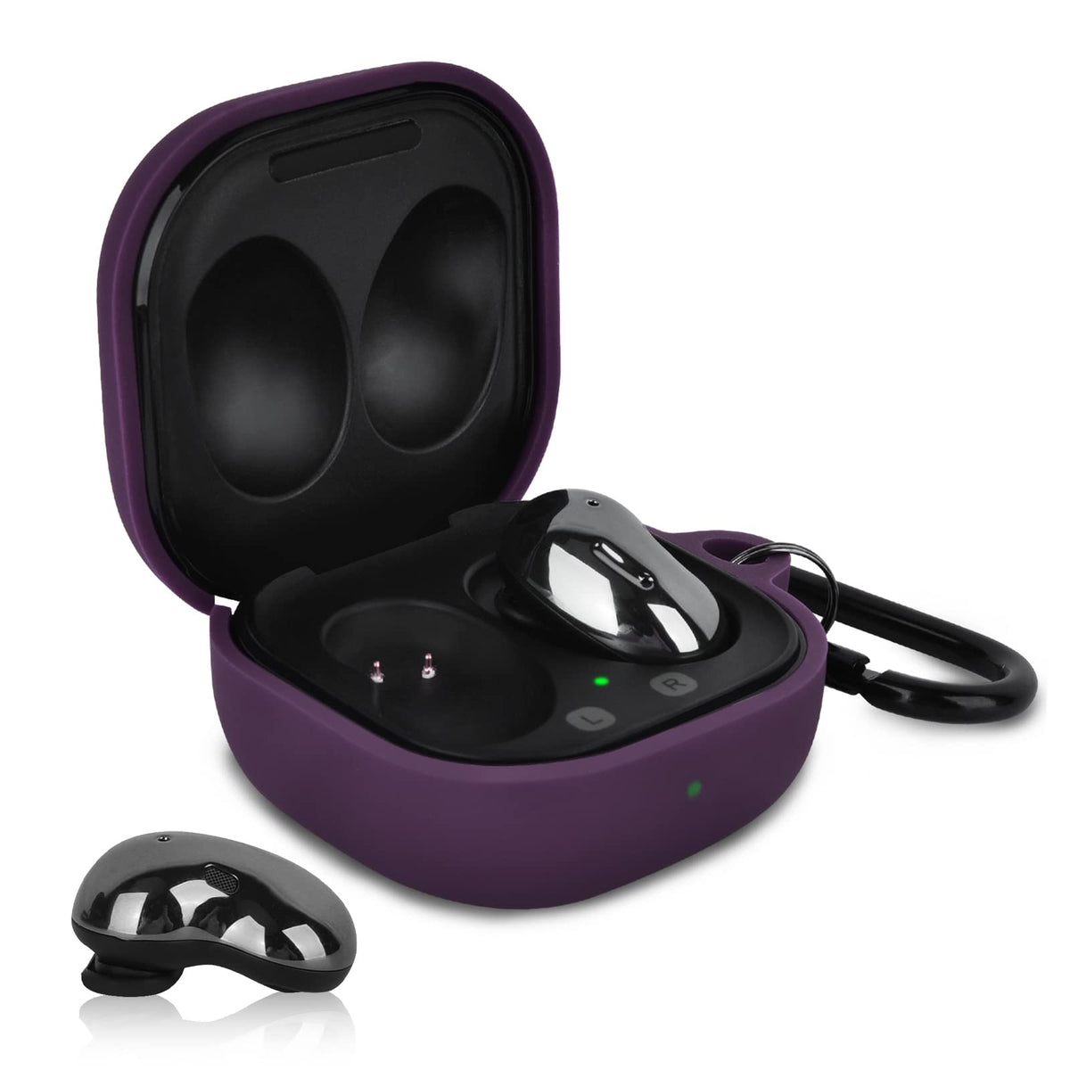 AIRSPO Galaxy Buds Live silicone case, front with visible LED for charging status