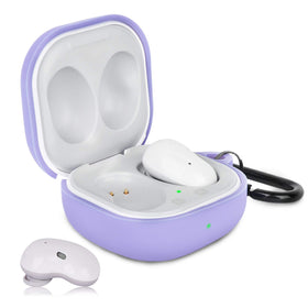 AIRSPO lilac silicone case for Galaxy Buds Live, front view, dust resistance