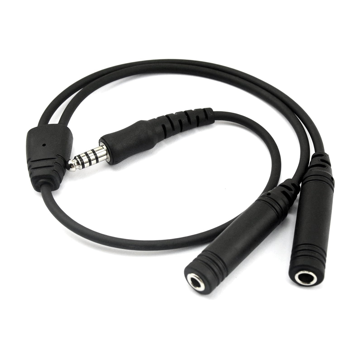 AirVoice GA to U174 adapter front view showing compact mono connection for cockpit use