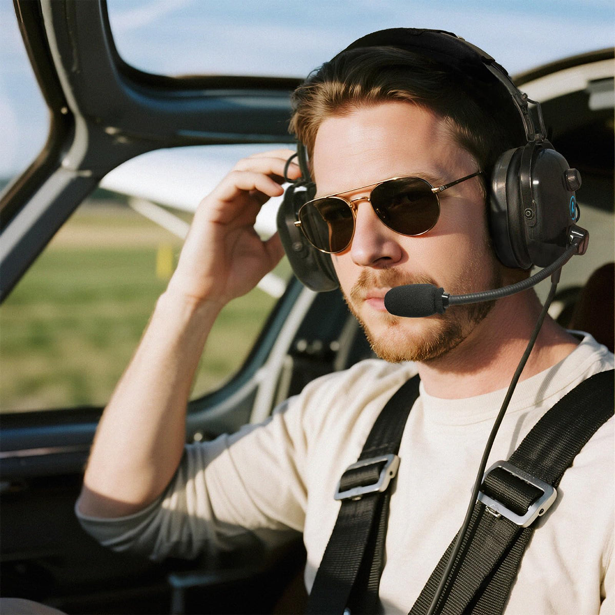 AIRVOICE mic boom rotates to fit various seating positions