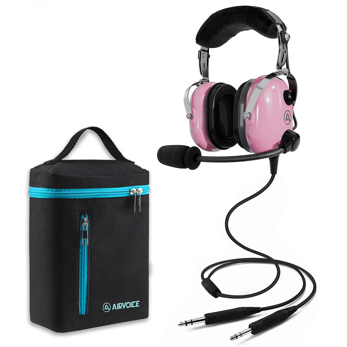 AIRVOICE pink aviation headset with mono sound for clear cockpit conversations
