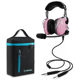 AIRVOICE pink aviation headset with mono sound for clear cockpit conversations