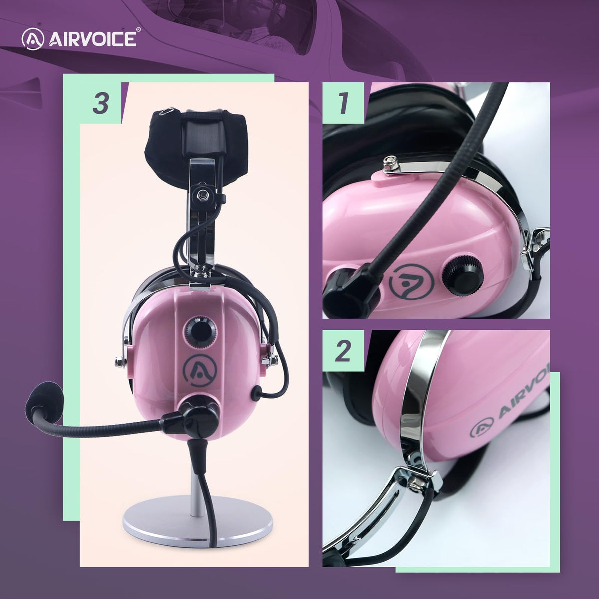 AIRVOICE pink metal headband with high-gloss coating for durability