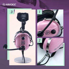 AIRVOICE pink metal headband with high-gloss coating for durability
