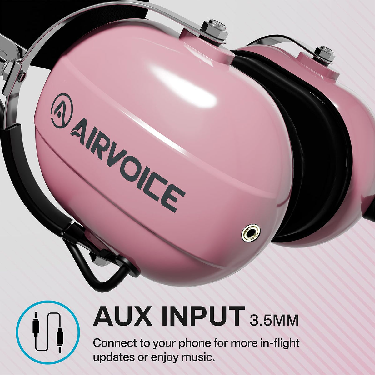 AIRVOICE pink microphone boom rotates for flexible positioning