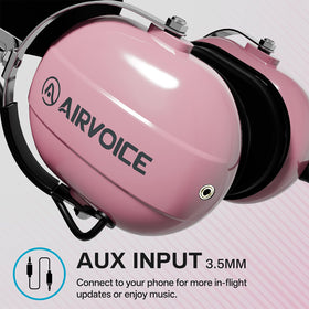 AIRVOICE pink microphone boom rotates for flexible positioning