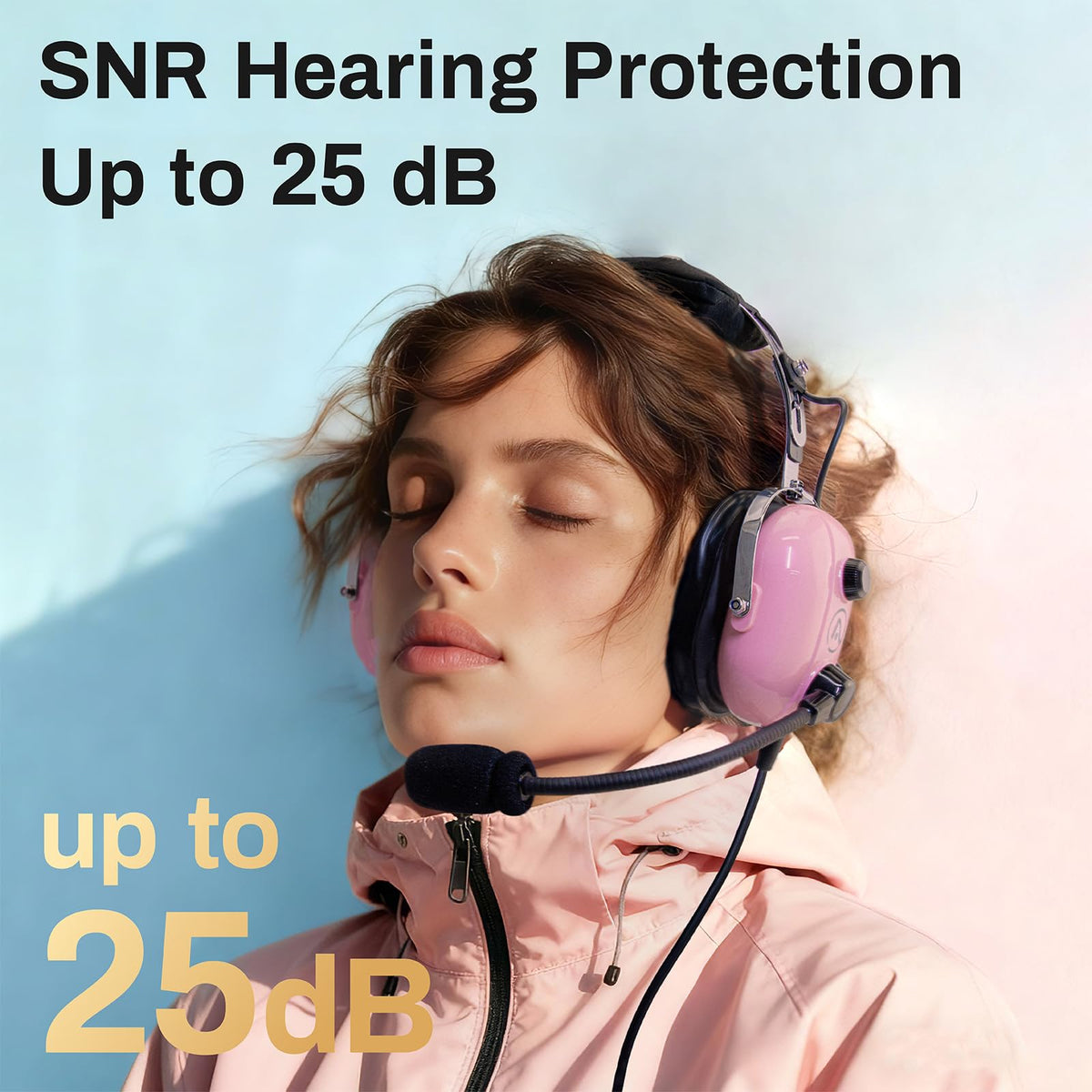 AIRVOICE pink noise-canceling microphone reduces ambient chatter