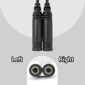AirVoice twin-plug PJ-068 and PJ-055 closeup on the adapter input
