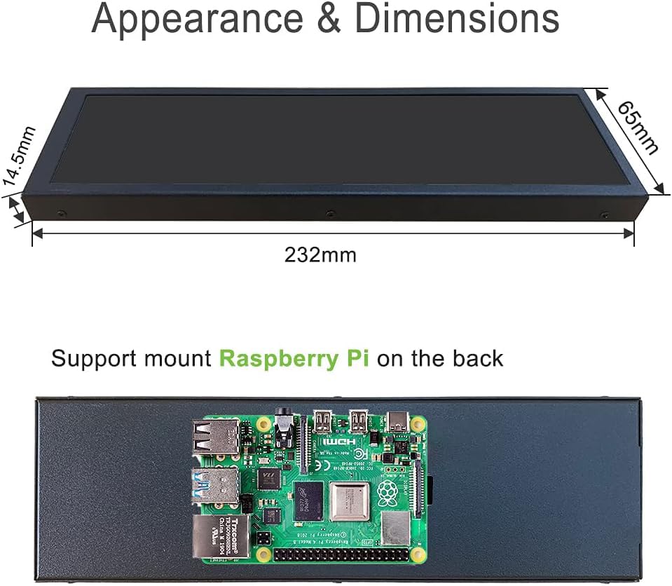 AISHICHEN 1920x480 IPS display offers clear secondary view of temps and clocks.