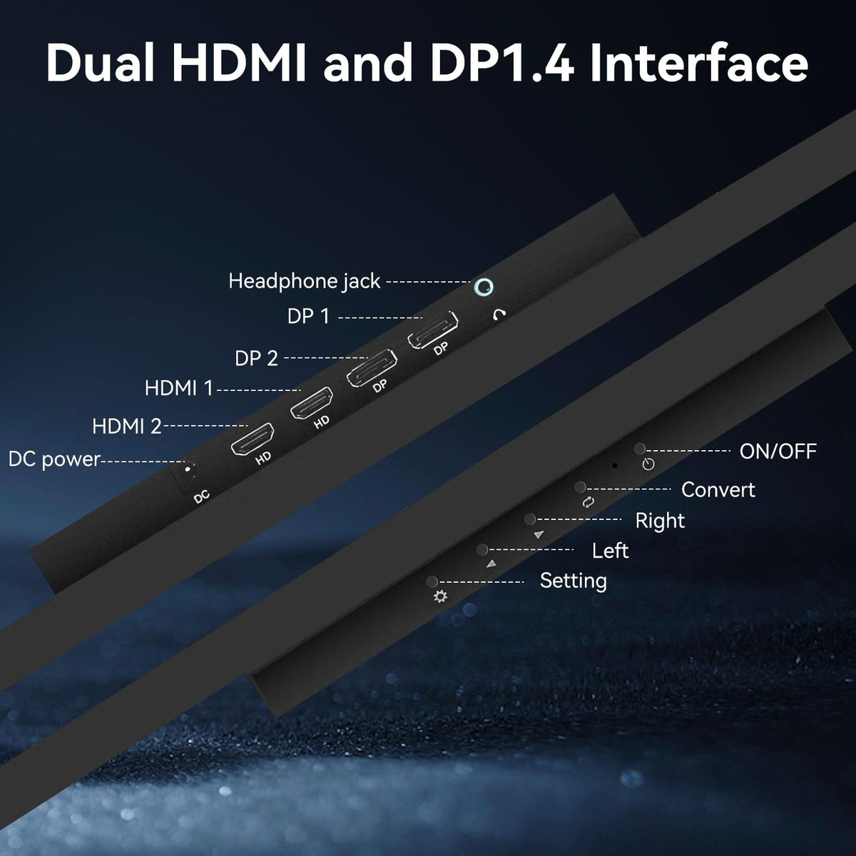 AISHICHEN 24-inch bar monitor with dual HDMI DP for PC or consoles