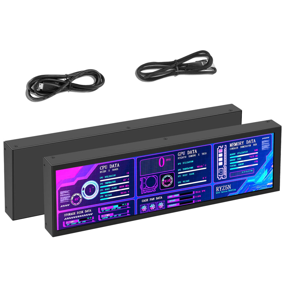 AISHICHEN 8.8-inch LCD display stretched bar for quick PC monitoring.
