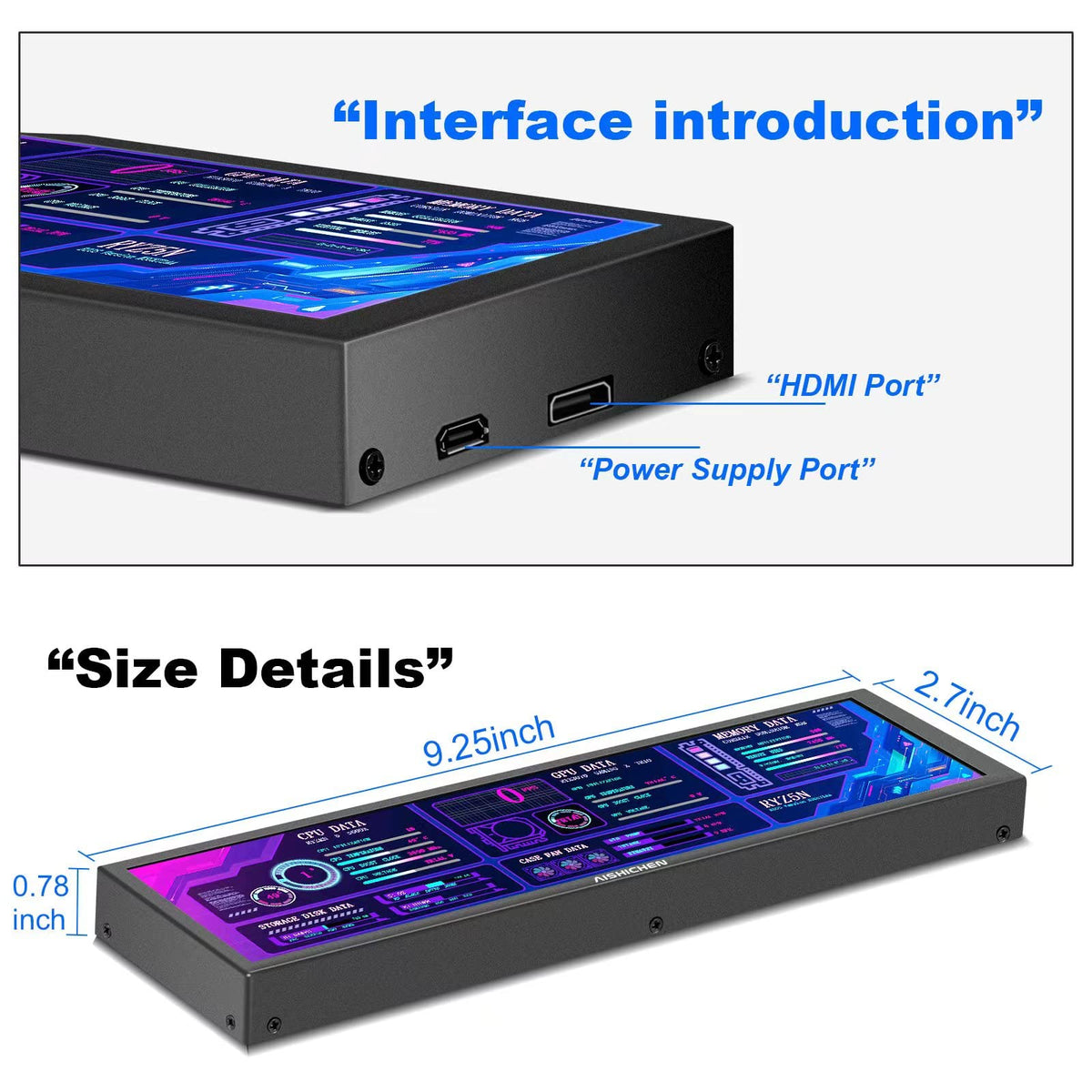AISHICHEN AIDA64 integration displays hardware data easily.