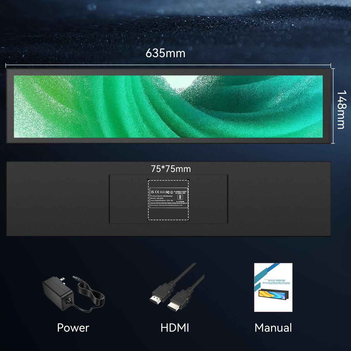 AISHICHEN bar monitor is VESA-compatible for flexible mounting