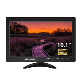 AISHICHEN front view 10.1-inch monitor showing clear screen and compact design benefit portability