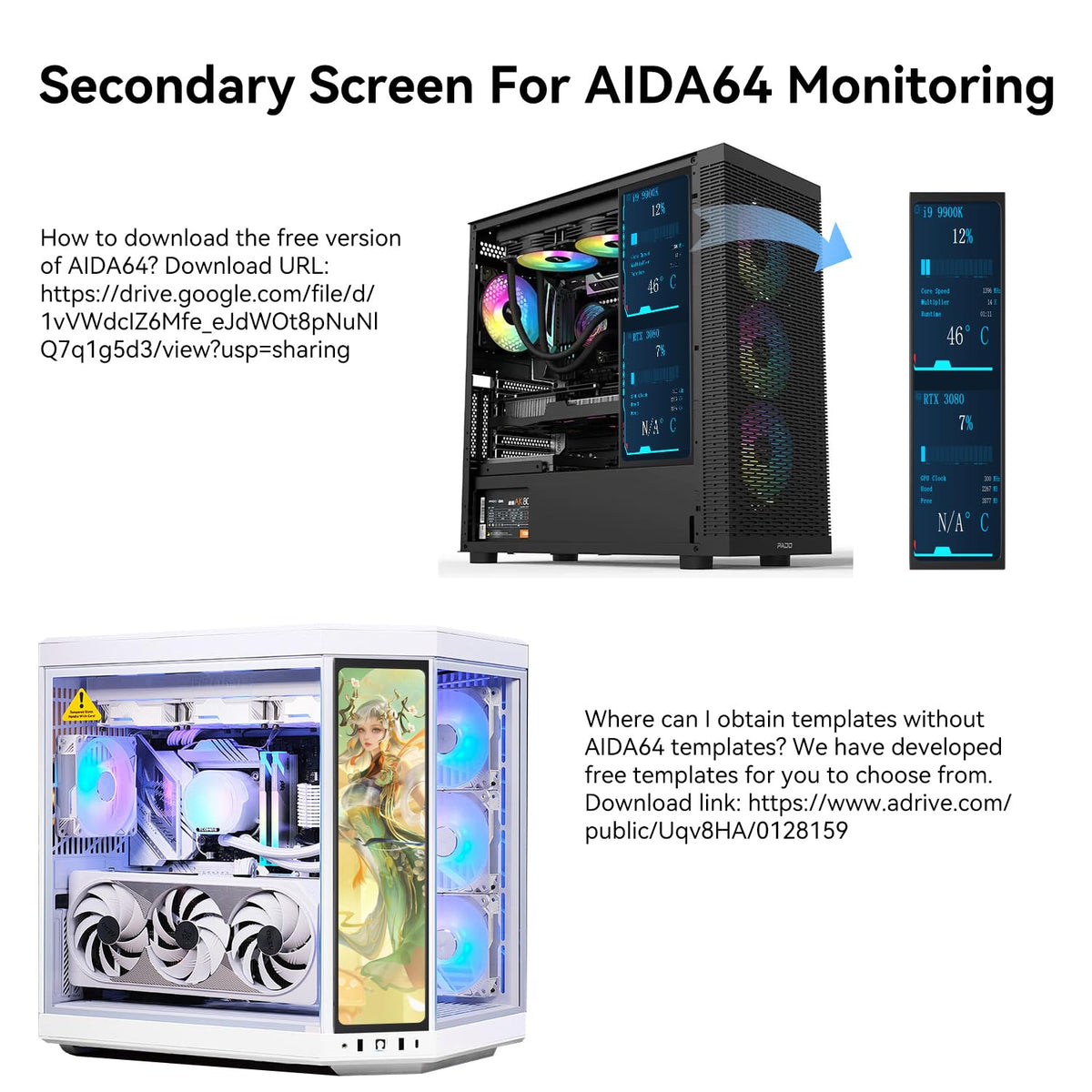 AISHICHEN mini monitor connected via HDMI and Type-C for easy, driver-free setup