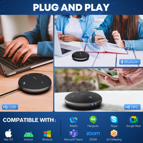 AISPEECH M4 beside laptop during Zoom call improving remote communication