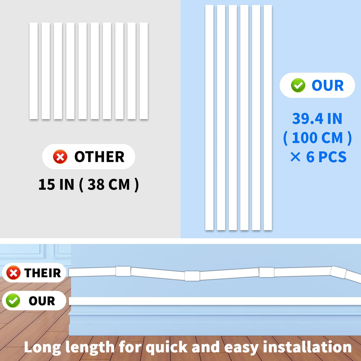 Aispour long cable channel minimizes visible seams and clutter.