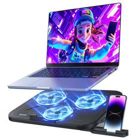 AISUNKUTECH laptop cooling pad with three quiet fans for steady cooling during long work sessions