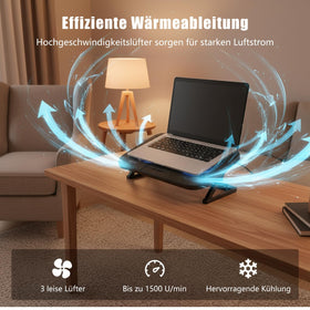 AISUNKUTECH laptop cooling pad five level height adjustment supports ergonomic viewing