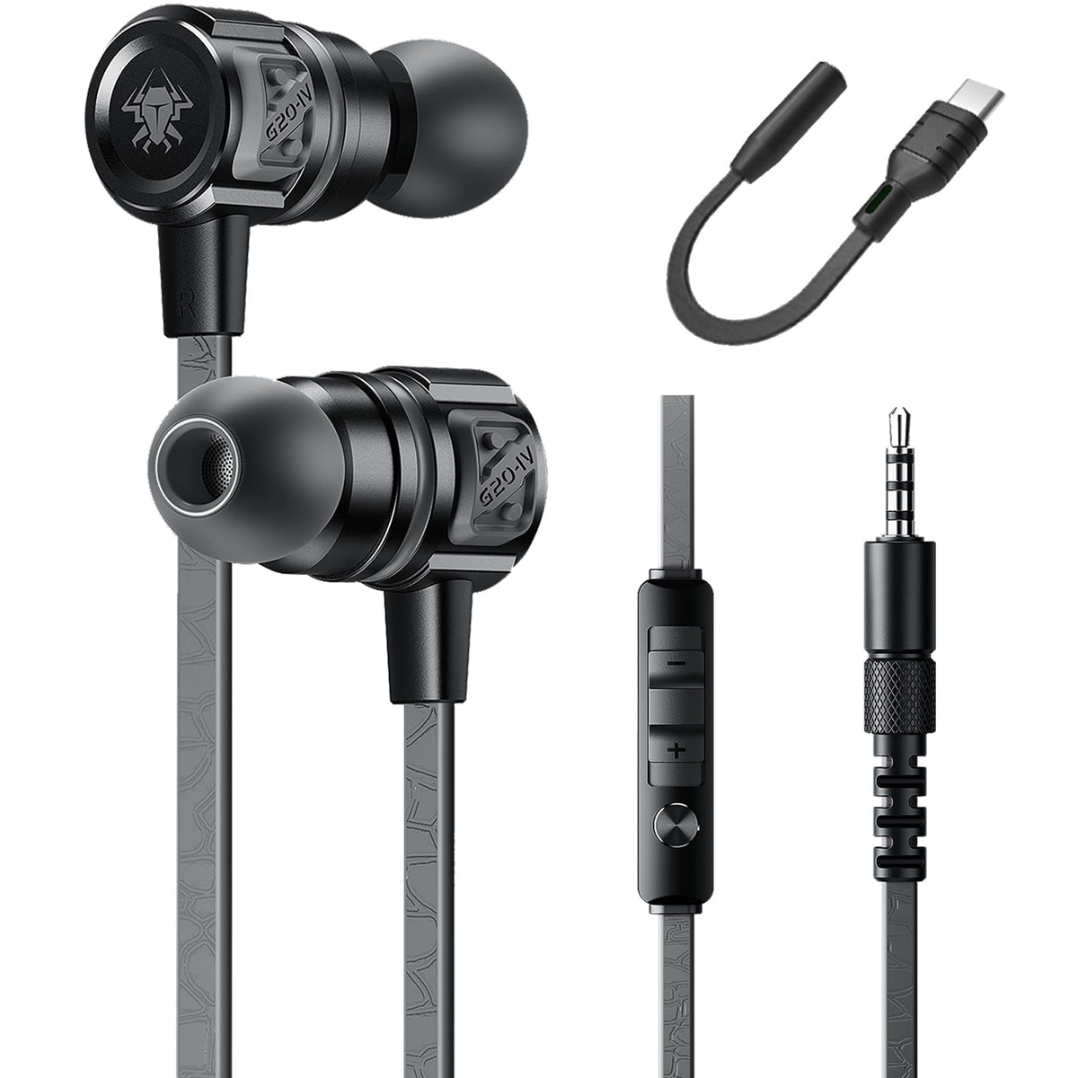 Aitalk G20 gaming earbuds with USB-C and 3.5mm dual plug for universal compatibility