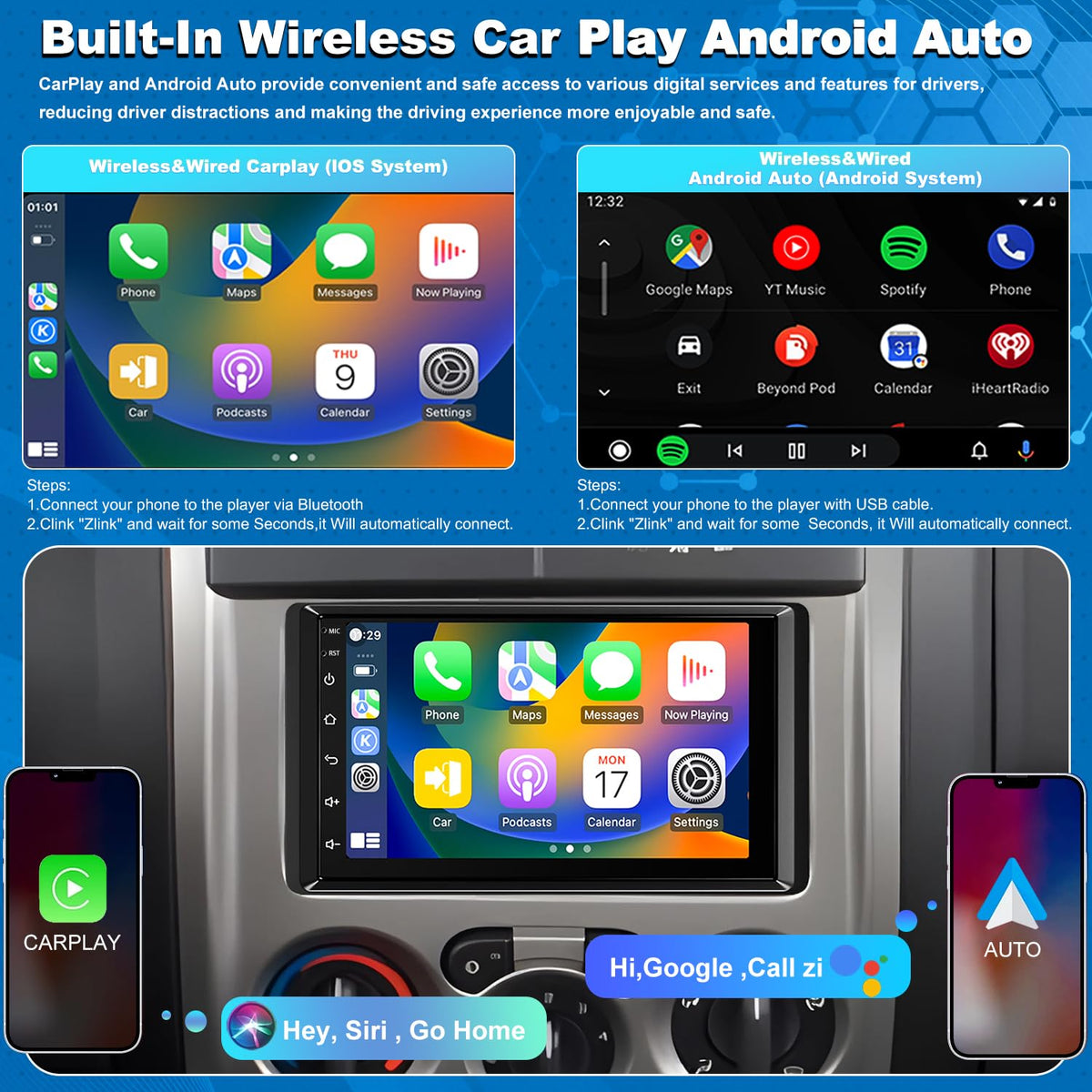 Aitrenlu 7-inch car radio GPS navigation in action for smooth routes.