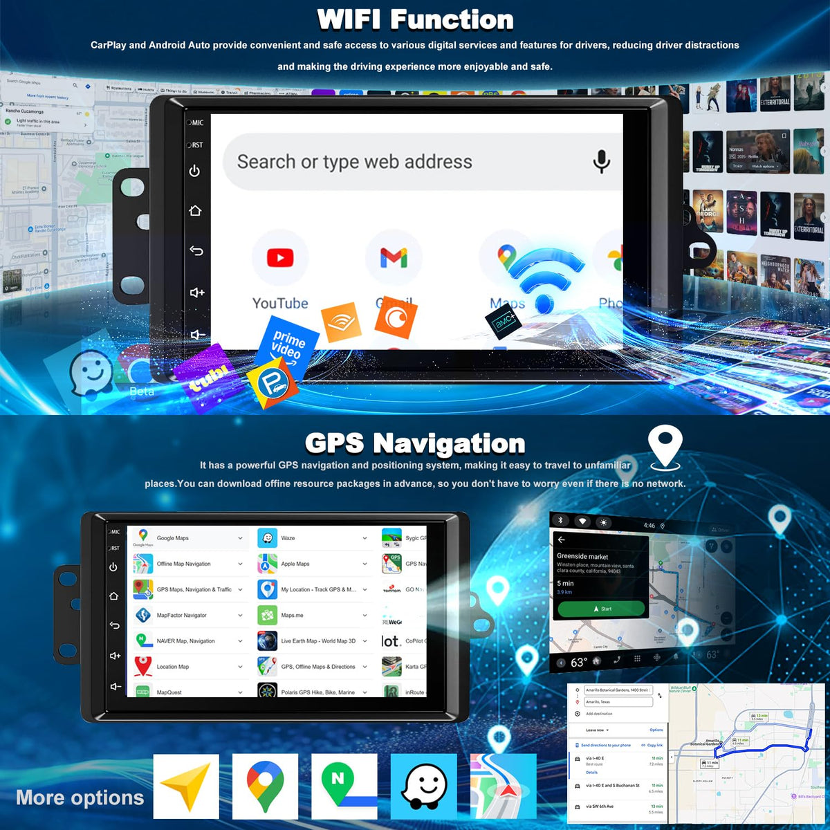 Aitrenlu wireless CarPlay screen shows online maps for hands-free driving.