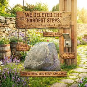 AiTURE rock exterior design blends into landscape while delivering high-quality audio.