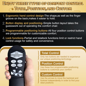 Aituzero ZKAD-5 remote beside lift chair in living room for convenient use.