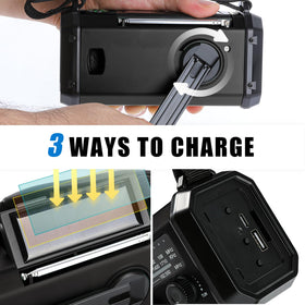 Aivica emergency crank radio compact body showcasing portable power backup capabilities.