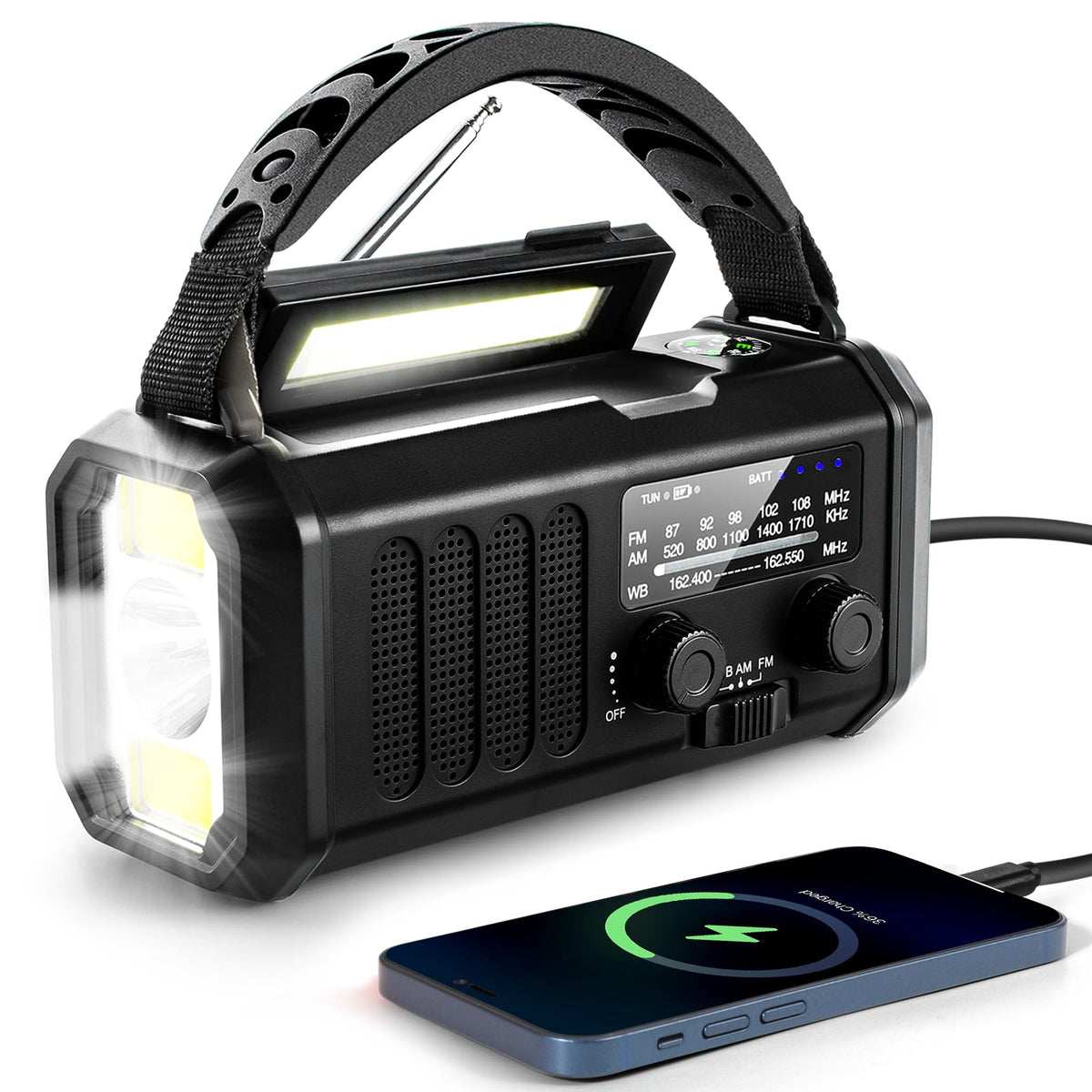 Aivica emergency crank radio front view for reliable weather alerts during outages.
