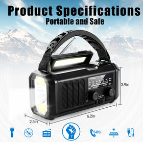 Aivica emergency crank radio USB-C charging port for quick top-ups.