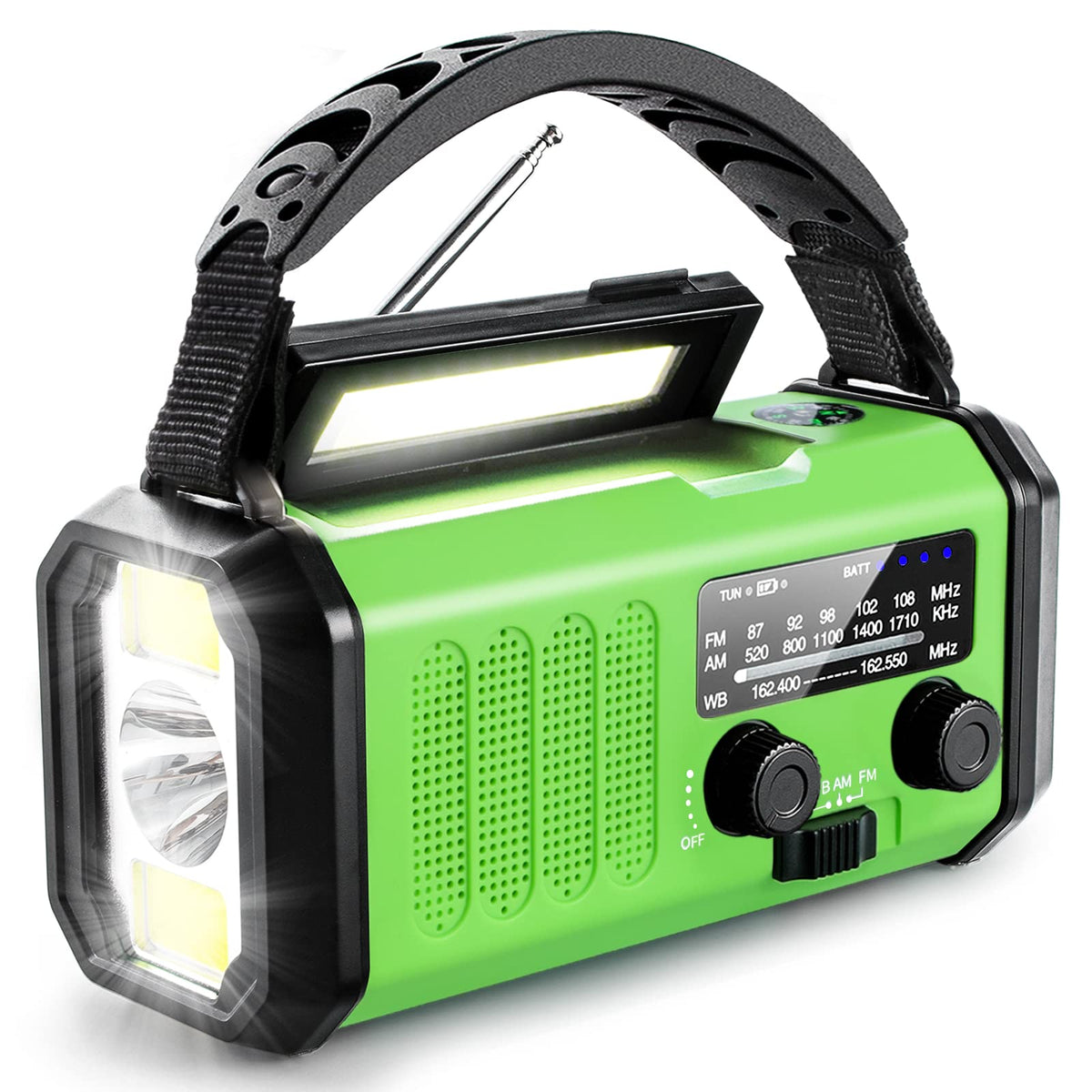 Aivica emergency hand crank radio antenna for reliable outdoor reception.