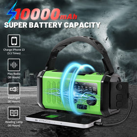 Aivica emergency hand crank radio wind-up crank handle for backup power.