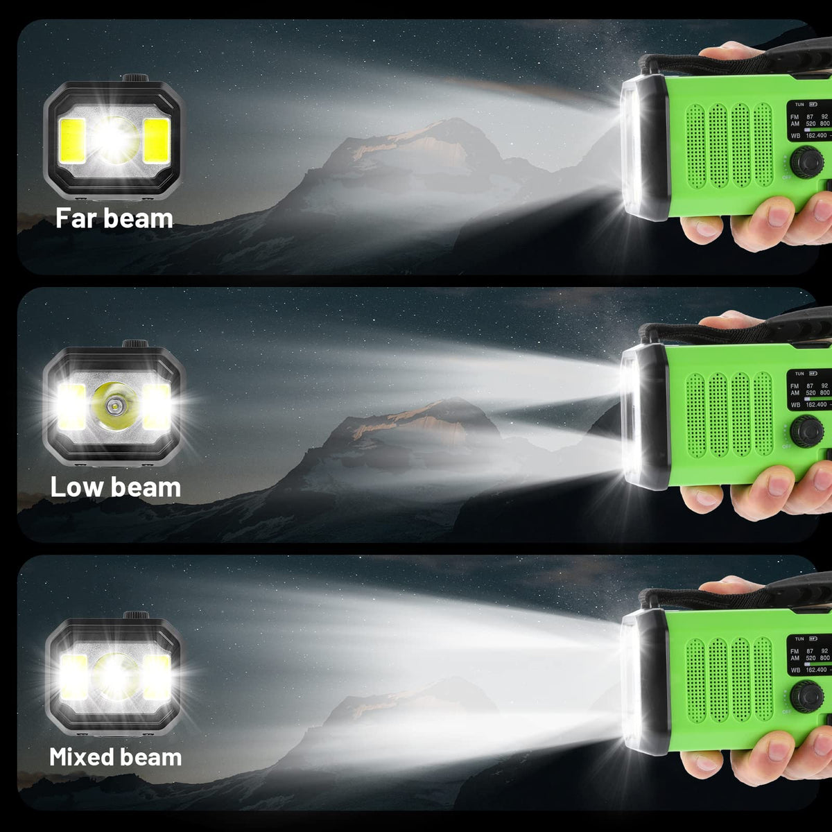 Aivica emergency hand crank radio solar panel recharges during outdoor trips.